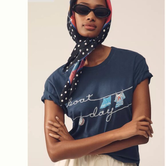 Anthropologie Tops - Anthropologie Letluv Summer Day Graphic Tee - Boat Day Size M NWT